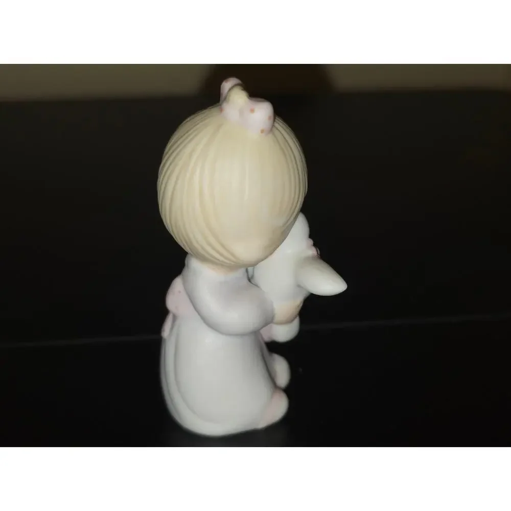 Precious Moments Girl‎ Hugging Bunny Figurine Jonathan & David 1982 E-9279